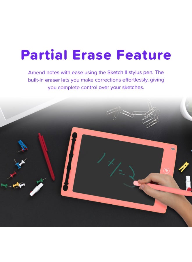 myFirst Sketch 2 | LCD Writing Tablet for Kids, 8.5" Size Drawing Doodle Board, Zero Delay, Partial Erase Function, Lock Switch, Magnetic Attachment, Pressure Sensitive, 2yrs Battery Life - Pink - Image 3