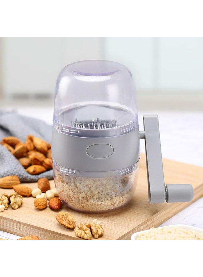 NANAO مطحنة مكسرات يدوية، مفرمة طعام بيد لفرم جميع المكسرات، الجوز، الجوز الأمريكي، قاطع ثوم ومبشرة طعام، خلاط محمول، أداة مطبخ مدمجة للاستخدام المنزلي (رمادي) - Image 1