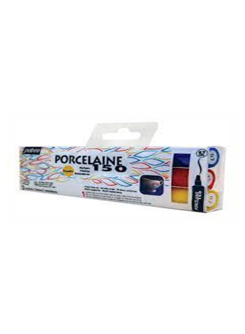 Pebeo Porcelaine 150 Marker Set of 3 Primary Colours with 0.7mm Fine Point Nibs - Image 2