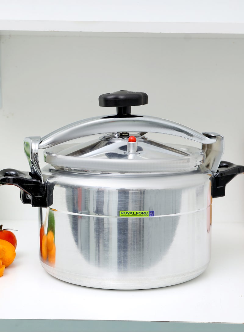 Royalford Aluminum Pressure Cooker- RF11176| Equipped with Multi-Safety Device and Unique Pressure Indicator Durable Aluminum Alloy Construction with Firm Handles 11Liters - Image 3