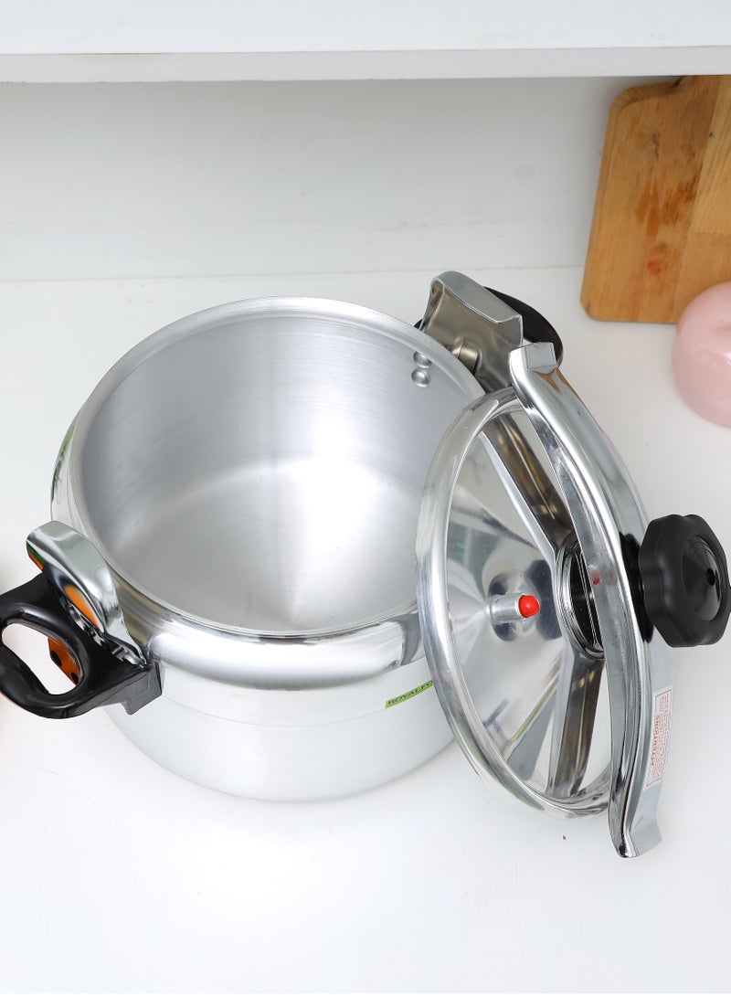 Royalford Aluminum Pressure Cooker- RF11176| Equipped with Multi-Safety Device and Unique Pressure Indicator Durable Aluminum Alloy Construction with Firm Handles 11Liters - Image 4