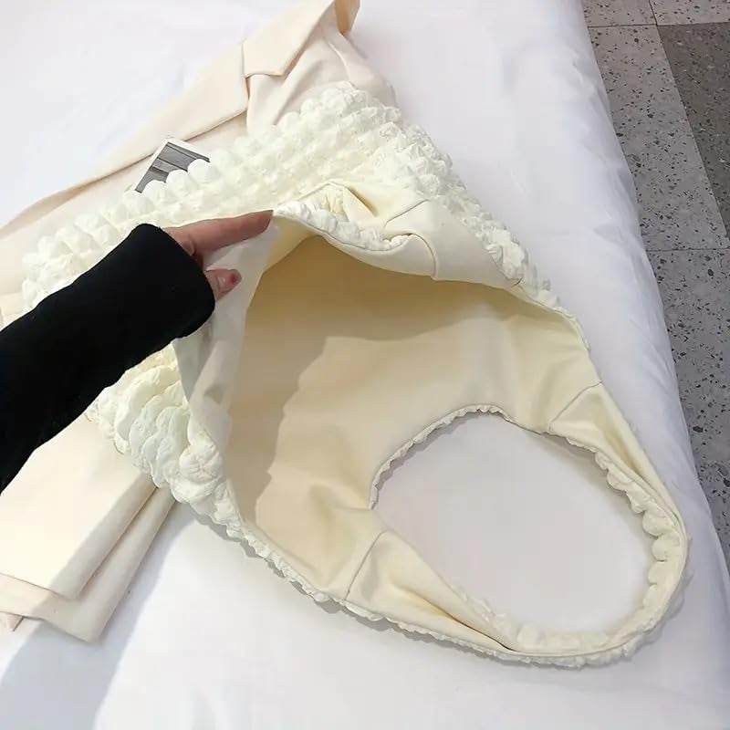 Kawn® Korean Style Puffy Cloud Bubble Grid Shoulder Bag for Women Girls, Cute Soft Small Hobo Bag with No-Closure System, Lightweight Casual Handbags Organizer for Work and Everyday Use (Beige) - Image 5