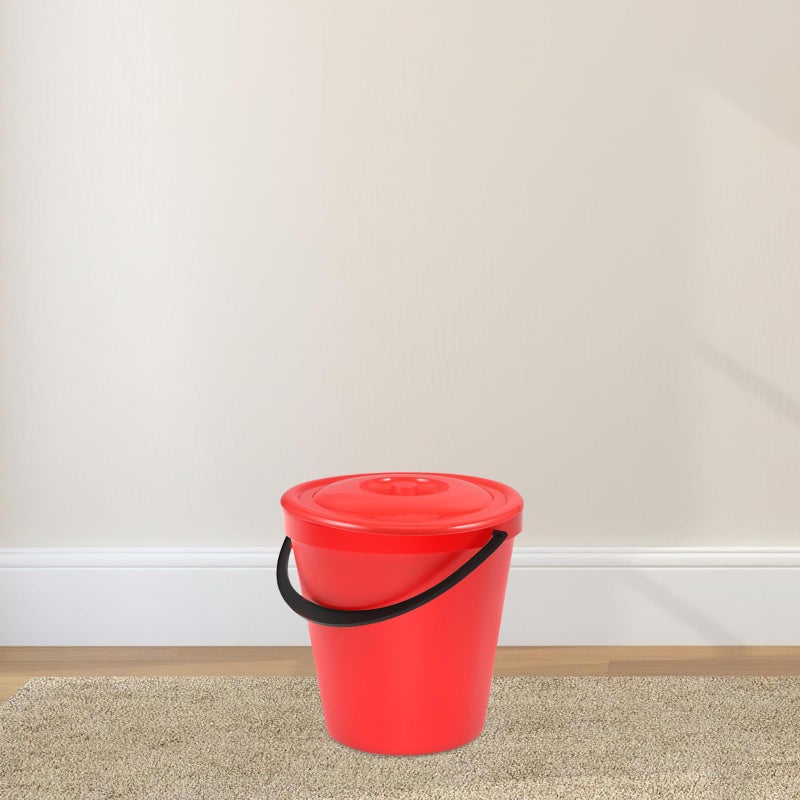 Heavy Duty Plastic Garbage Can Lid 20cm Red Round Replacement Cover For Kitchen Outdoor Bin - Image 5