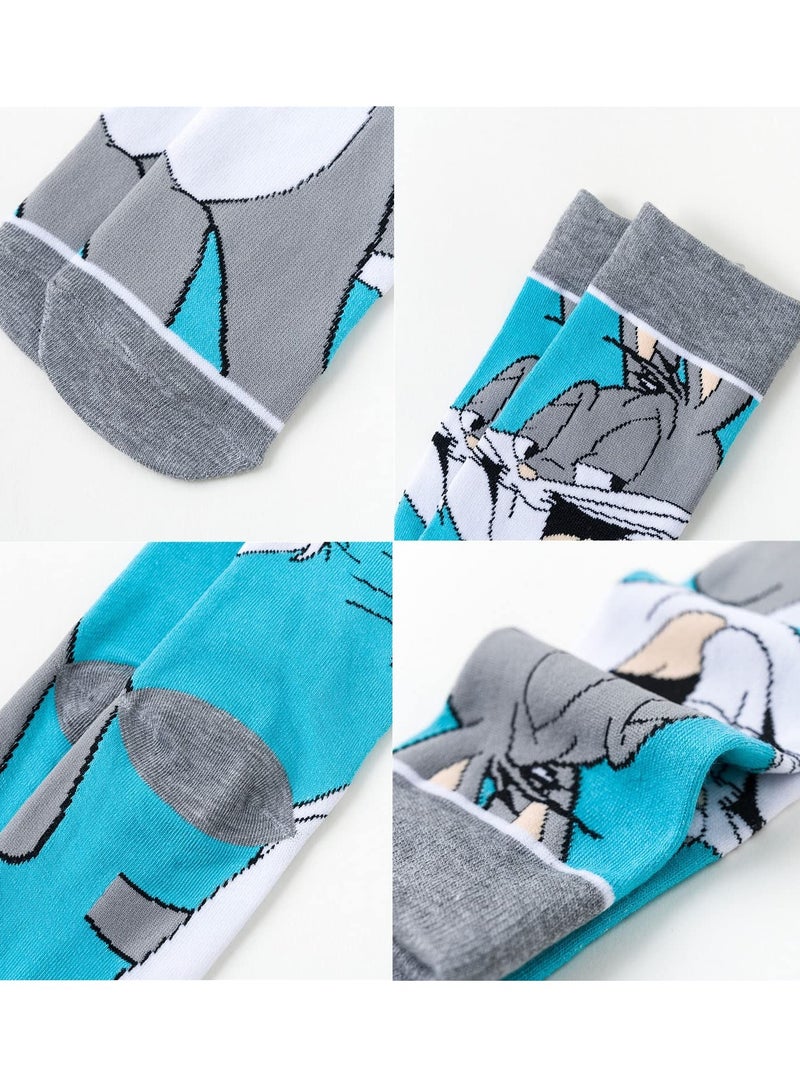 SOLARAE Colorful Cartoon Socks for Men - 5 Pack of Fun and Quirky Character Patterned Cotton Dress Crew Socks for Women, Fits Size 9-12, Perfect for Adding a Touch of Whimsy to Your Wardrobe! - Image 3
