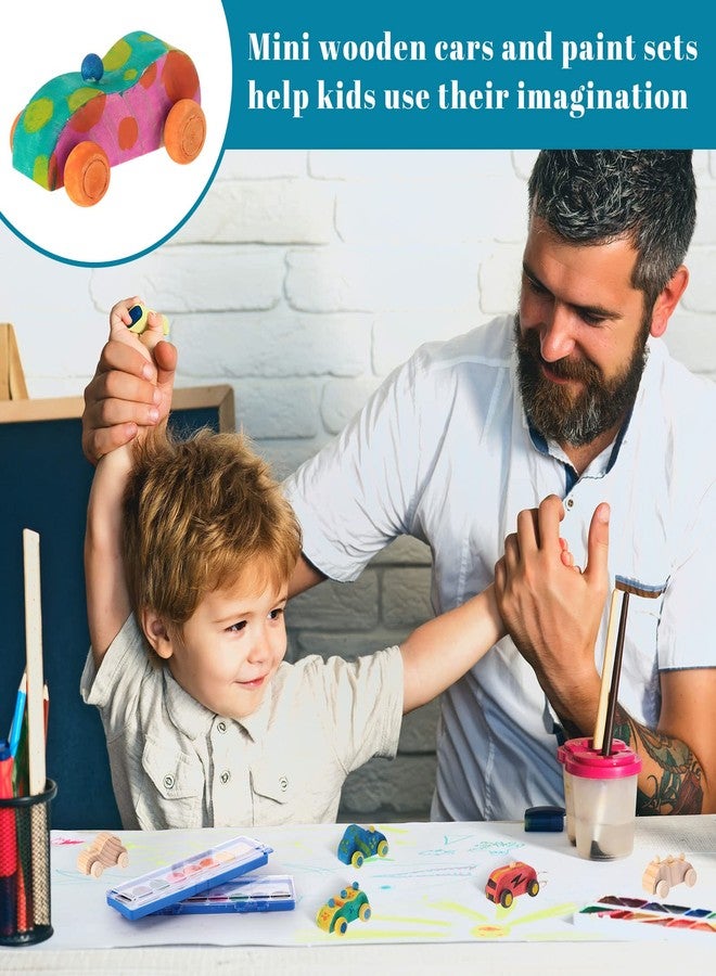Leitee ليتي 24 مجموعة سيارات خشبية غير مكتملة للرسم ألعاب DIY مع طلاء مائي سيارات خشبية حرف لسيارات الحفلات تفضيلات عيد الحب المدرسة الأسرة الحرف الفنية تفضيلات الحفلات - Image 5