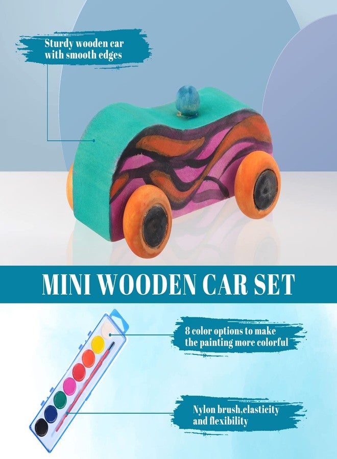 Leitee ليتي 24 مجموعة سيارات خشبية غير مكتملة للرسم ألعاب DIY مع طلاء مائي سيارات خشبية حرف لسيارات الحفلات تفضيلات عيد الحب المدرسة الأسرة الحرف الفنية تفضيلات الحفلات - Image 3