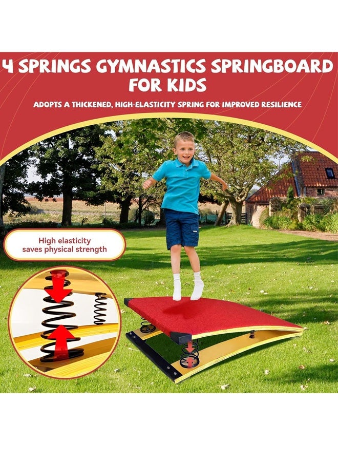 L&E 4 Springs Gymnastics Springboard for Kids Vaulting Training Fitness Playing, Portable Curved Spring Board, Hard Wood Practice Equipment, Elastic Board for Home Room Athletics Training - Image 3
