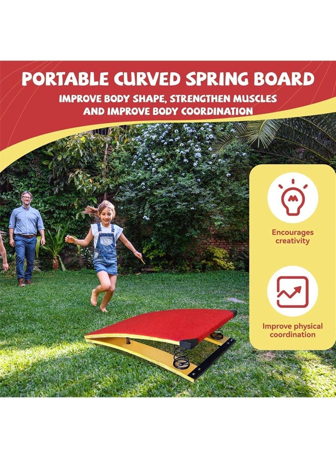 L&E 4 Springs Gymnastics Springboard for Kids Vaulting Training Fitness Playing, Portable Curved Spring Board, Hard Wood Practice Equipment, Elastic Board for Home Room Athletics Training - Image 4