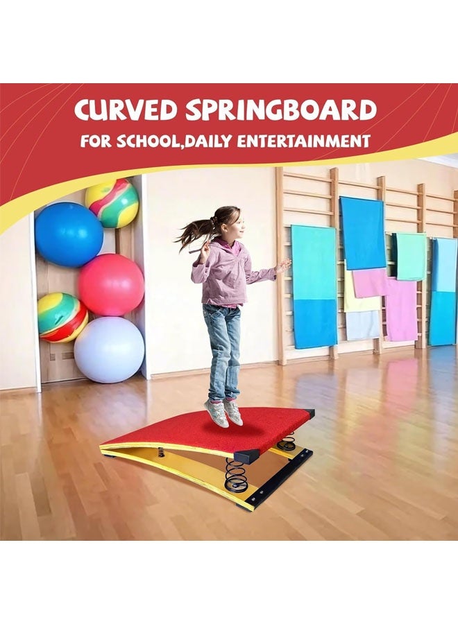 L&E 4 Springs Gymnastics Springboard for Kids Vaulting Training Fitness Playing, Portable Curved Spring Board, Hard Wood Practice Equipment, Elastic Board for Home Room Athletics Training - Image 5