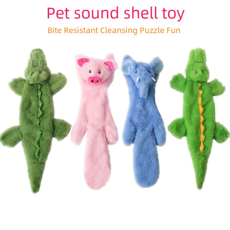 Plush Pet Toy Dark Green Crocodile - Durable Bite-Resistant Material Squeak-Activated Interactive Toy for Dogs, Pigs, Elephants and Pets of All Ages - Image 2