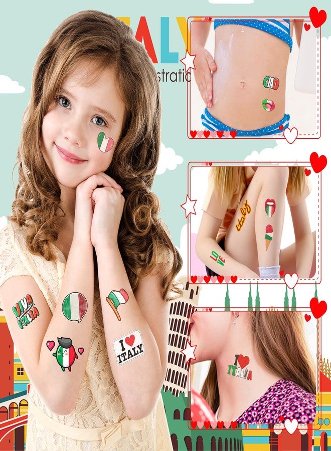 مجموعة وشم مؤقت إيطالي، 96 قطعة، ملصقات وشم مؤقت إيطالي، زينة حفلات إيطالية، هدايا حفلات إيطالية، مناسبة لحفلات البيتزا، أعياد الميلاد الإيطالية، الفصول الدراسية الإيطالية - Image 4