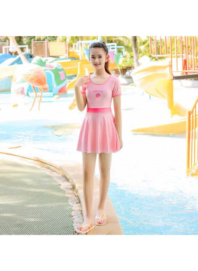 Skin-friendly Yifu Children's Sun Protection Swimsuit, For Girls, Big Kids, Stylish, For Middle School Girls, Fashionable One-piece Dress-style Hot Spring Swimwear - Image 5