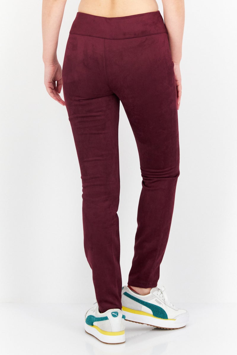 Tahari T Tahari Women Regular Fit Solid Straight Leg Pants, Burgundy - Image 3