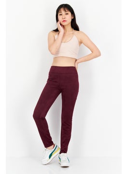 T Tahari Women Regular Fit Solid Straight Leg Pants, Burgundy  - Image 2