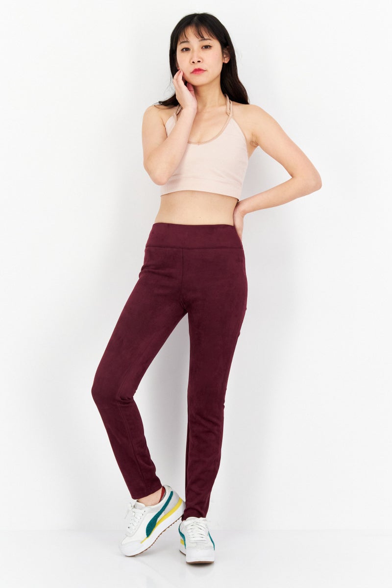Tahari T Tahari Women Regular Fit Solid Straight Leg Pants, Burgundy - Image 2