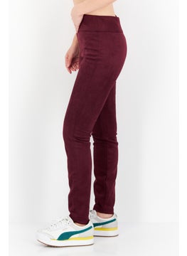 T Tahari Women Regular Fit Solid Straight Leg Pants, Burgundy  - Image 4