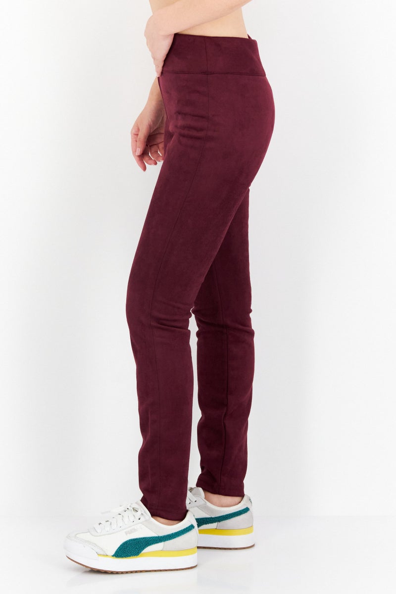 Tahari T Tahari Women Regular Fit Solid Straight Leg Pants, Burgundy - Image 4