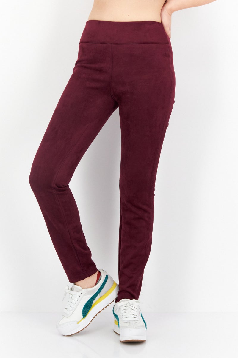 Tahari T Tahari Women Regular Fit Solid Straight Leg Pants, Burgundy - Image 1