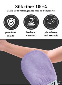 TRENZ Original Korean Loofah for Skin Cleaning and Exfoliation, Silk Bath Glove for Moroccan Bath Purple  - Image 2