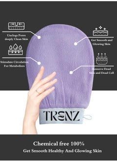 TRENZ Original Korean Loofah for Skin Cleaning and Exfoliation, Silk Bath Glove for Moroccan Bath Purple  - Image 3