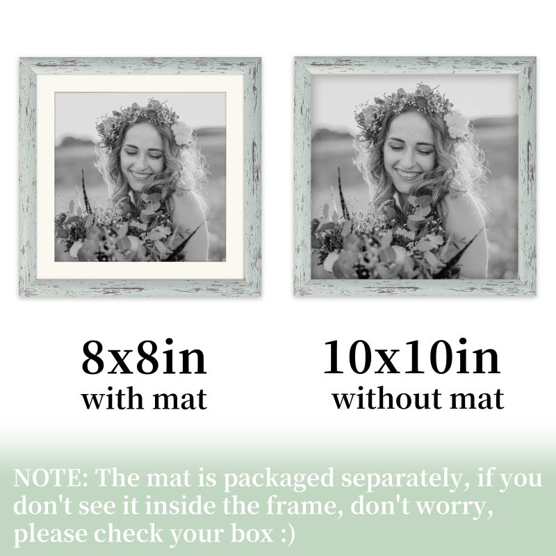 AEVETE Picture Frame 10x10 Light Green Photo Frames Rustic for Wall and Desk Decor - Image 3