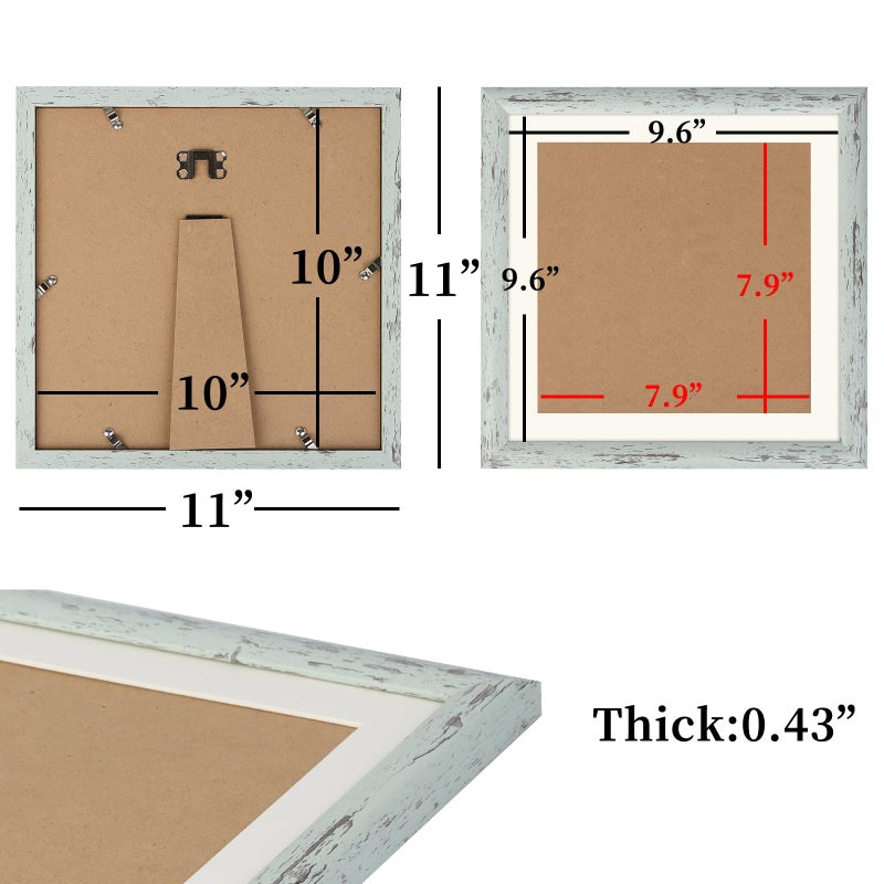 AEVETE Picture Frame 10x10 Light Green Photo Frames Rustic for Wall and Desk Decor - Image 4