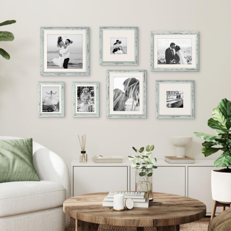 AEVETE Picture Frame 10x10 Light Green Photo Frames Rustic for Wall and Desk Decor - Image 5