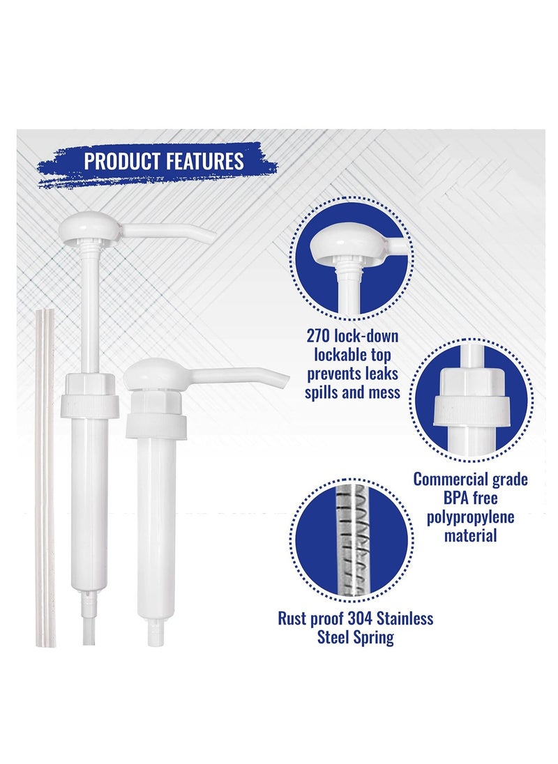 Heavy Duty Replacement Pump Dispensers for Gallons u0026 Jugs, Suitable for Shampoo, Conditioner, Paint and Condiments, 2 Pieces, includes 2 Six 2-inch tubes - White - Image 5