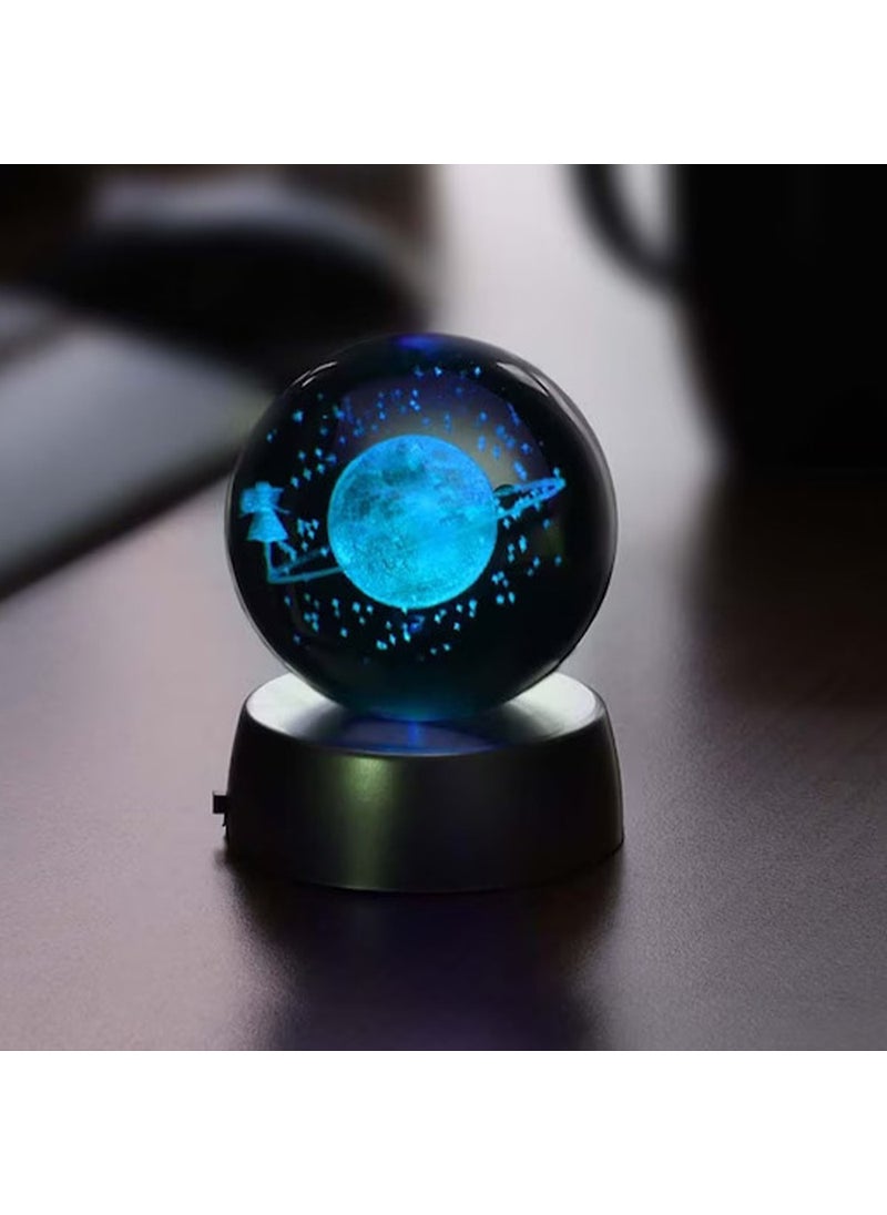 Keyfim Shop Oyster Real Pearl Necklace & 3D Milky Way Themed Saturn Girl Lighted Glass Globe Gift Set  - Image 4