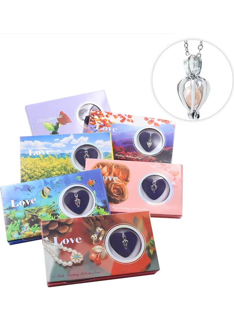 Keyfim Shop Oyster Real Pearl Necklace & 3D Milky Way Themed Saturn Girl Lighted Glass Globe Gift Set  - Image 5