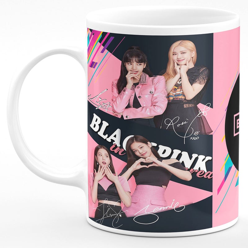 CHHAAP Blackpink Signature Black Pink Mugs Gift for Kids Brother Sister Son Daughter Boys Girls Hd Printed White HD Printed NDS03Microwave Safe White Ceramic Coffee Mug (350 ml) - Image 4
