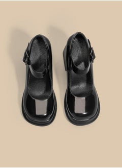 Loquat Women's T-Strap Round Toe Platform Heels Chunky Heel Mary Jane Dress Shoes Black  - Image 2