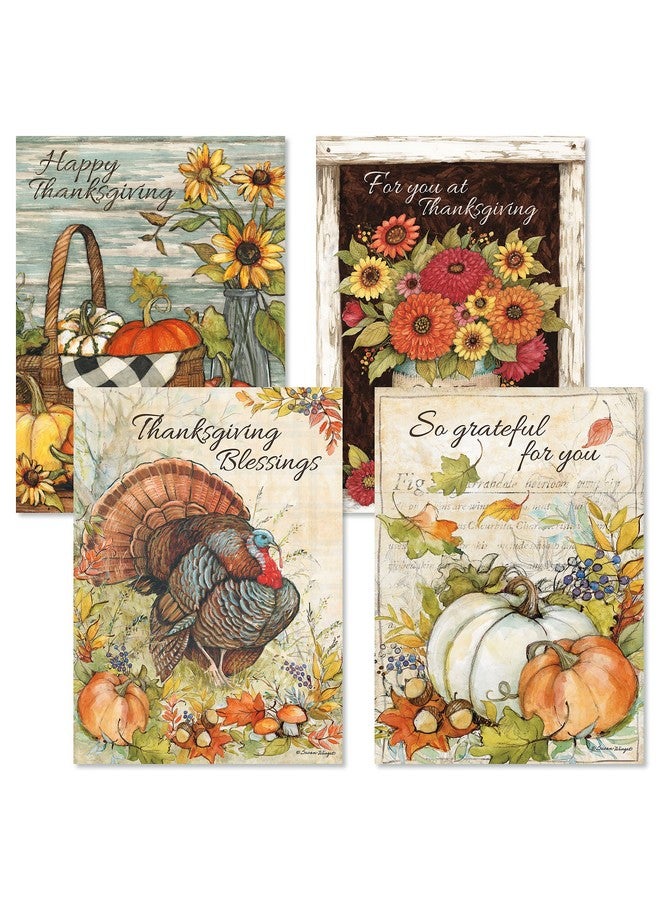 Current Autumn Colors Thanksgiving Greeting Cards Set - Themed Holiday Card Variety Value Pack, Set Of 8 Large 5 X 7-Inch Cards, 4 Unique Designs, Envelopes Included, Art By Susan Winget - Image 1