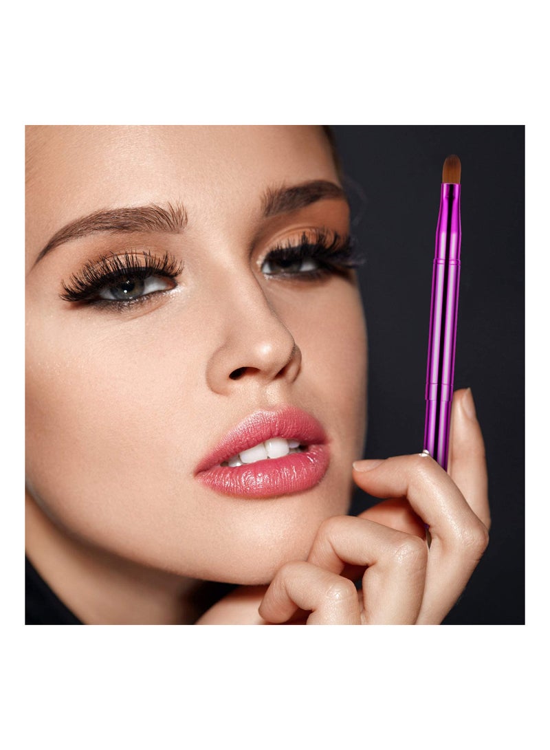 Retractable Dual-End Lip and Concealer Brush Set - 3 Portable Makeup Applicators for Lipstick, Eyeshadow, and Foundation - Perfect for On-the-Go Touch-Ups! - Image 3