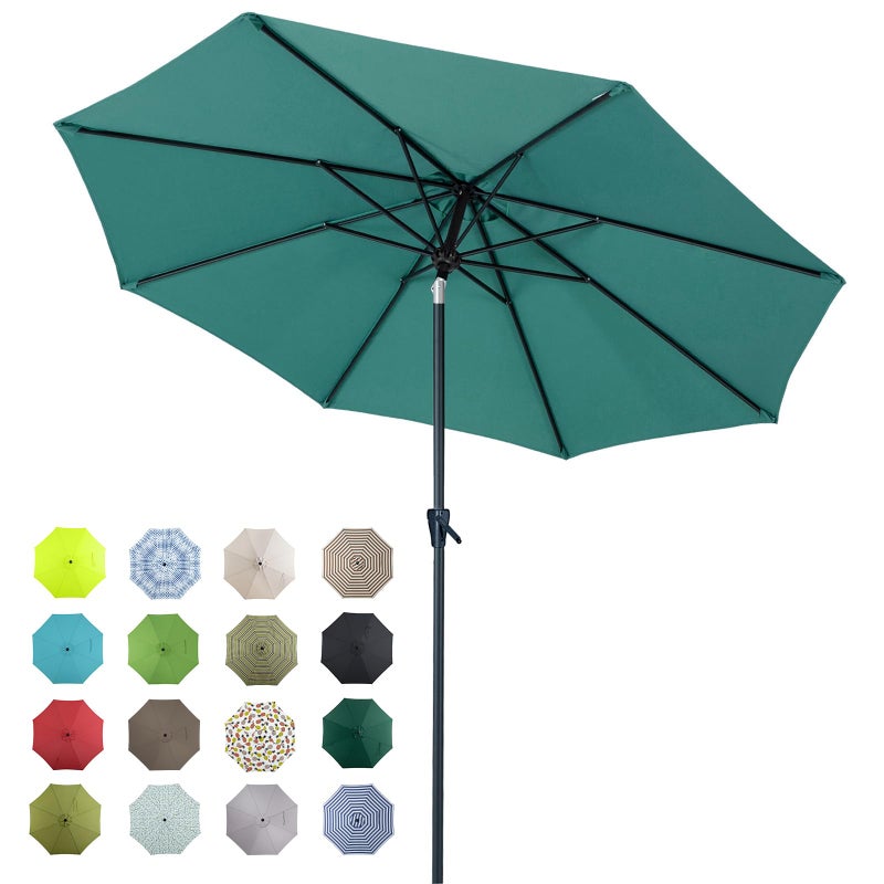 Tempera 10ft Patio Market Outdoor Table Umbrella with Auto Tilt and Crank, Large Sun Umbrella with Sturdy Pole & Fade Resistant Canopy, Easy to Set, Turquoise - Image 1