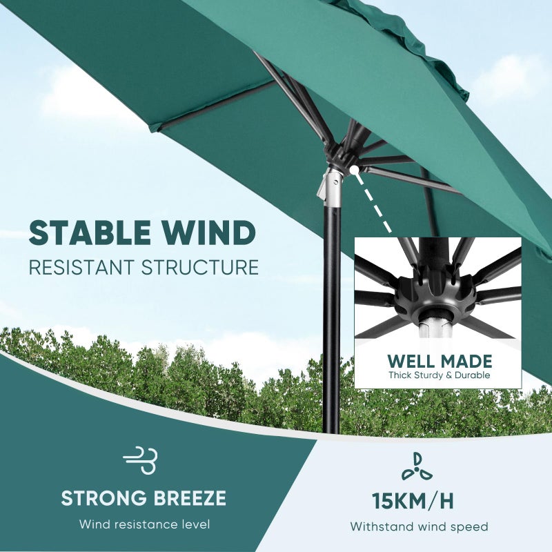 Tempera 10ft Patio Market Outdoor Table Umbrella with Auto Tilt and Crank, Large Sun Umbrella with Sturdy Pole & Fade Resistant Canopy, Easy to Set, Turquoise - Image 5