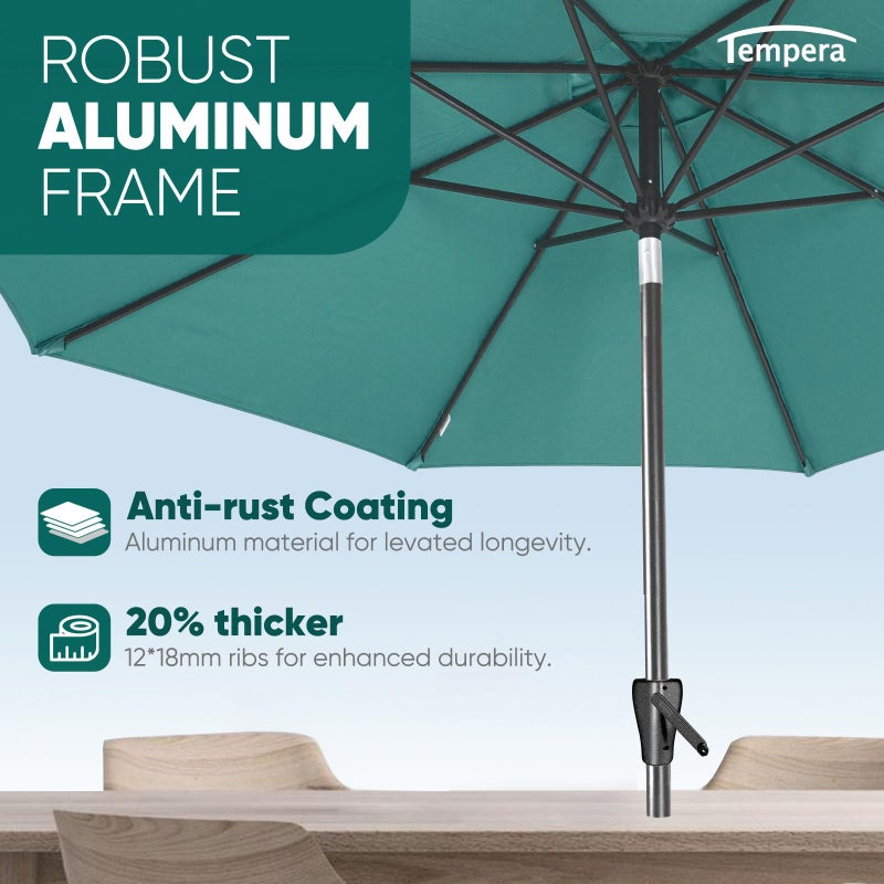 Tempera 10ft Patio Market Outdoor Table Umbrella with Auto Tilt and Crank, Large Sun Umbrella with Sturdy Pole & Fade Resistant Canopy, Easy to Set, Turquoise - Image 2