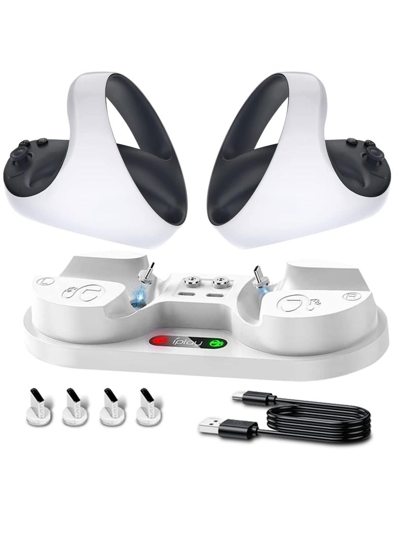 SYOSI - PSVR 2 Charging Station, Dual Fast Charging Dock for Playstation VR2 Sense Controller with Led Indicator PS VR2 Charging Stand for PS5 VR2 Accessories with 4 Type-C Magnetic Clasp Type-C Cable - Image 1