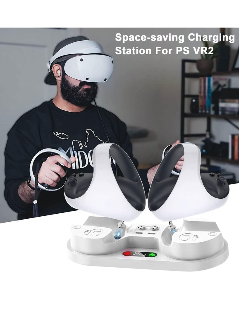 SYOSI - PSVR 2 Charging Station, Dual Fast Charging Dock for Playstation VR2 Sense Controller with Led Indicator PS VR2 Charging Stand for PS5 VR2 Accessories with 4 Type-C Magnetic Clasp Type-C Cable - Image 1