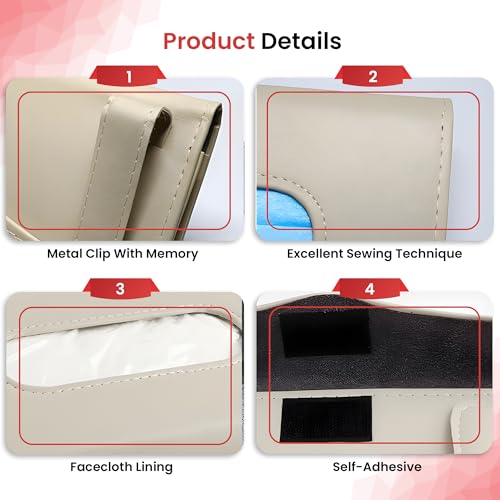 AUTOGUYS Car Tissue Holder for Visor and Dashboard - Interior Accessories, Sun Visor Tissue Holder, Stylish Car Decor (Beige) - Image 4