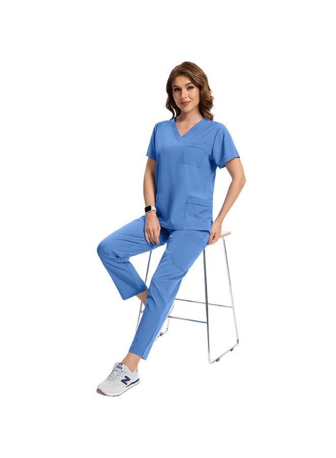 Magic Park Unisex Medical Uniform Scrubs for Women And Men  V-Neck Top and Trousers Scrubs Set Medical Scrubs Short Sleeve Top and Pants, Hospital Nurse Scrubs Set, Dentist Clinic Uniform Unisex, Pharmacy Technician Workwear - Image 4
