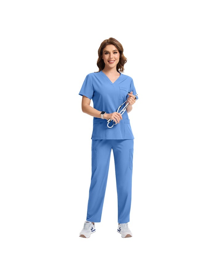 Magic Park Unisex Medical Uniform Scrubs for Women And Men  V-Neck Top and Trousers Scrubs Set Medical Scrubs Short Sleeve Top and Pants, Hospital Nurse Scrubs Set, Dentist Clinic Uniform Unisex, Pharmacy Technician Workwear - Image 2