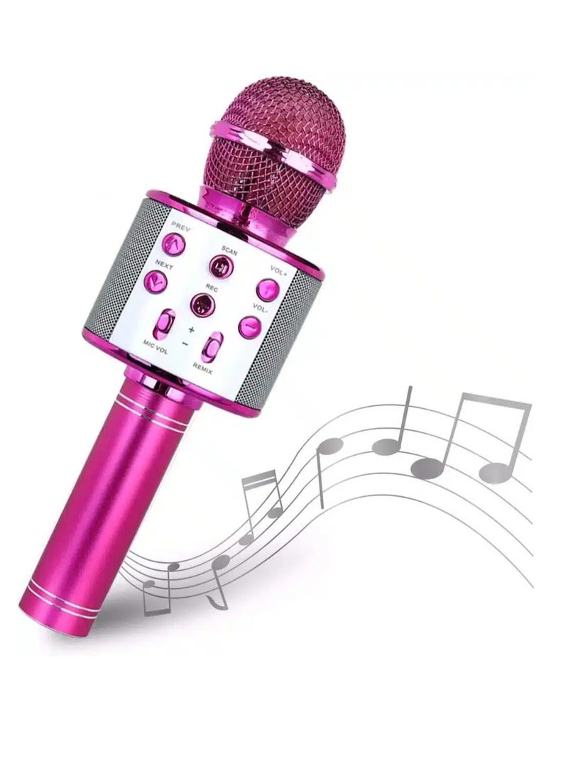 5-In-1 Wireless Bluetooth Karaoke Microphone Recorder, Speakerphone, Handheld Microphone With Adjustable Fm Remix Radio For Kids Teens Girls And Boys (Pink)  - Image 1