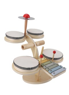 Generic Kids drum set, all in one Montessori musical instrument set, toddler toys, natural wooden music set, baby sense toys, boys birthday gift  - Image 1