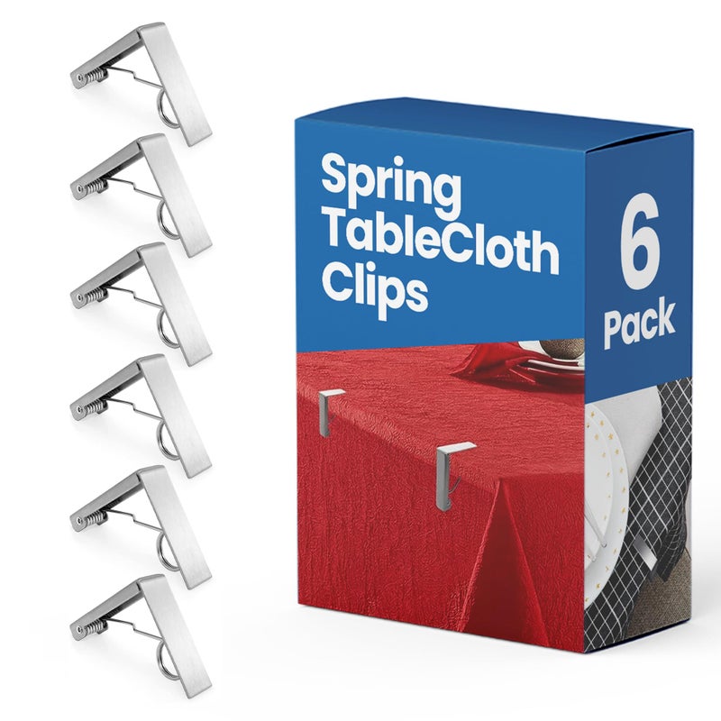 ProTensils 6 Pcs Picnic Tablecloth Clips for Outdoor Tables  Stainless Steel Clamps Fits 23 Thick Tables Metal Holders for Dining Table Cloth