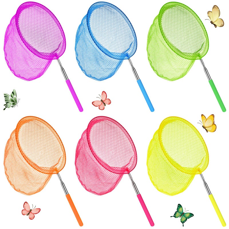 24 Pcs Kids Telescopic Butterfly Fishing Nets Insect Net Bug Net Insect Catching Nets Outdoor Tools for Catching Butterfly Insects Bug Fish Ladybird Nets Extendable from 15 Inch to 34 Inch Colorful