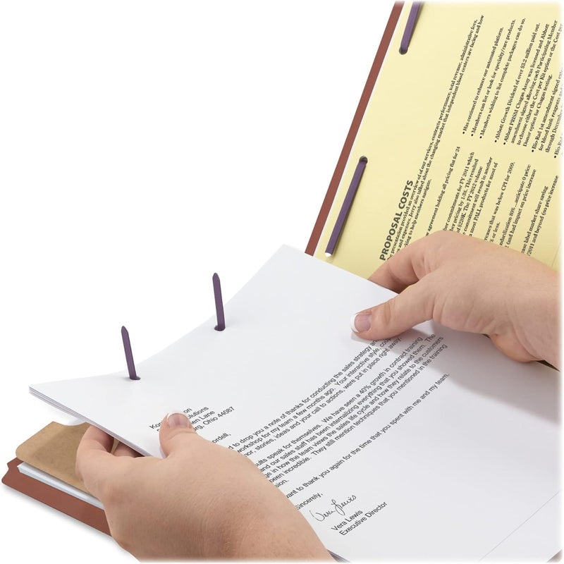 Smead Pressboard Classification File Folder with SafeSHIELD Fasteners, 1 Divider, 2" Expansion, Letter Size, Red, 10 per Box - Image 5