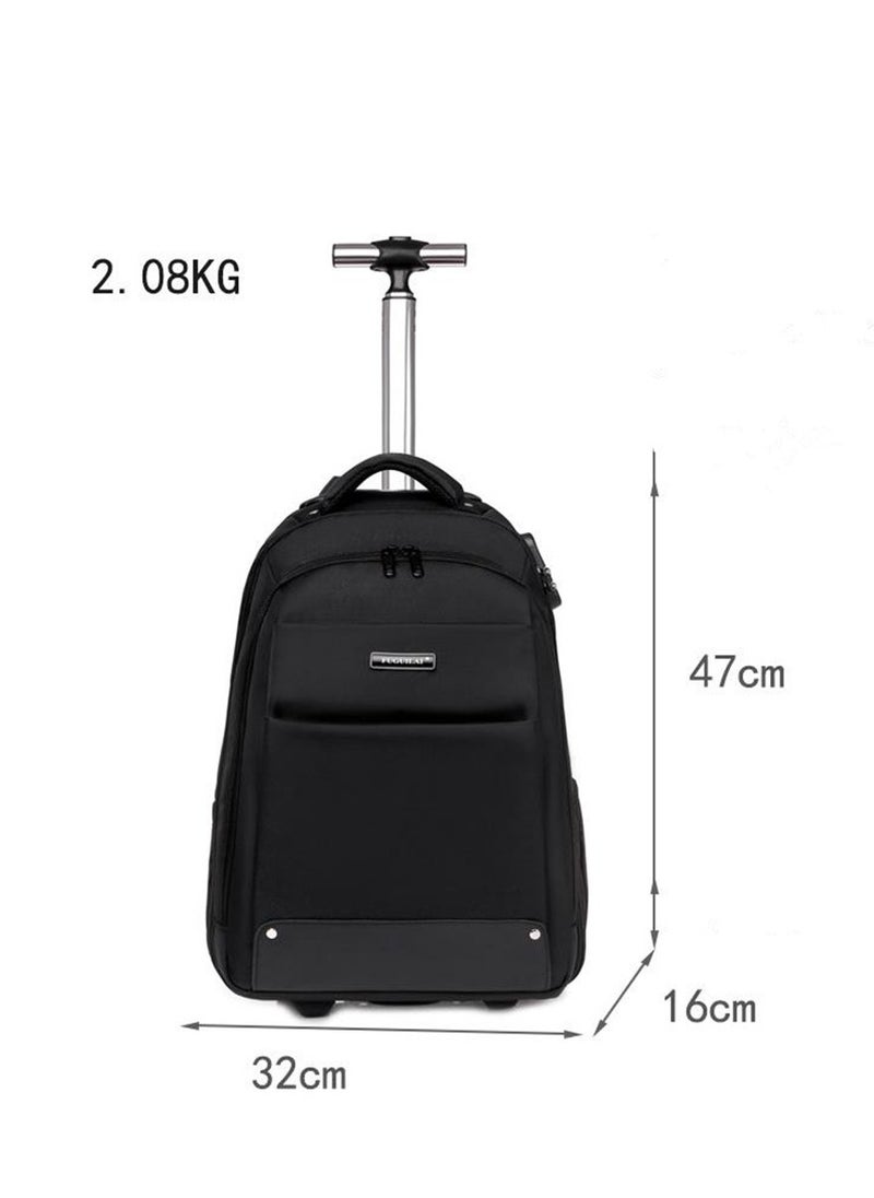 Golden Rolling Backpack-Adult Business Laptop Backpack with Wheels-18 inch Invisible Shoulder Strap Waterproof Backpack with Roller-Trolley Suitcase Travel Bag,Black  - Image 2