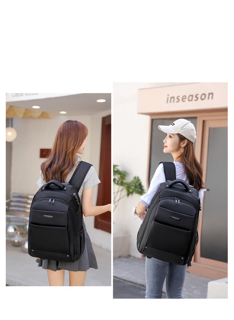 Golden Rolling Backpack-Adult Business Laptop Backpack with Wheels-18 inch Invisible Shoulder Strap Waterproof Backpack with Roller-Trolley Suitcase Travel Bag,Black  - Image 5