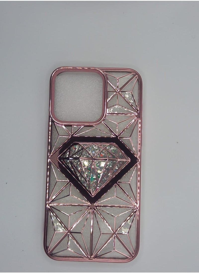 Undefined Transparent Pink Back Cover For IPhone 15 Pro Max With A Diamond Shape  - Image 1